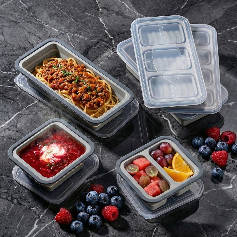Meal Prep Oven Safe Containers - Силиконовый лоток для заморозки с крышкой,
