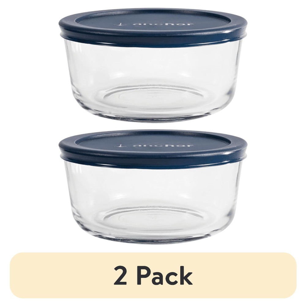 Meal Prep Oven Safe Containers - Набор из 2 круглых стеклянных контейнеров