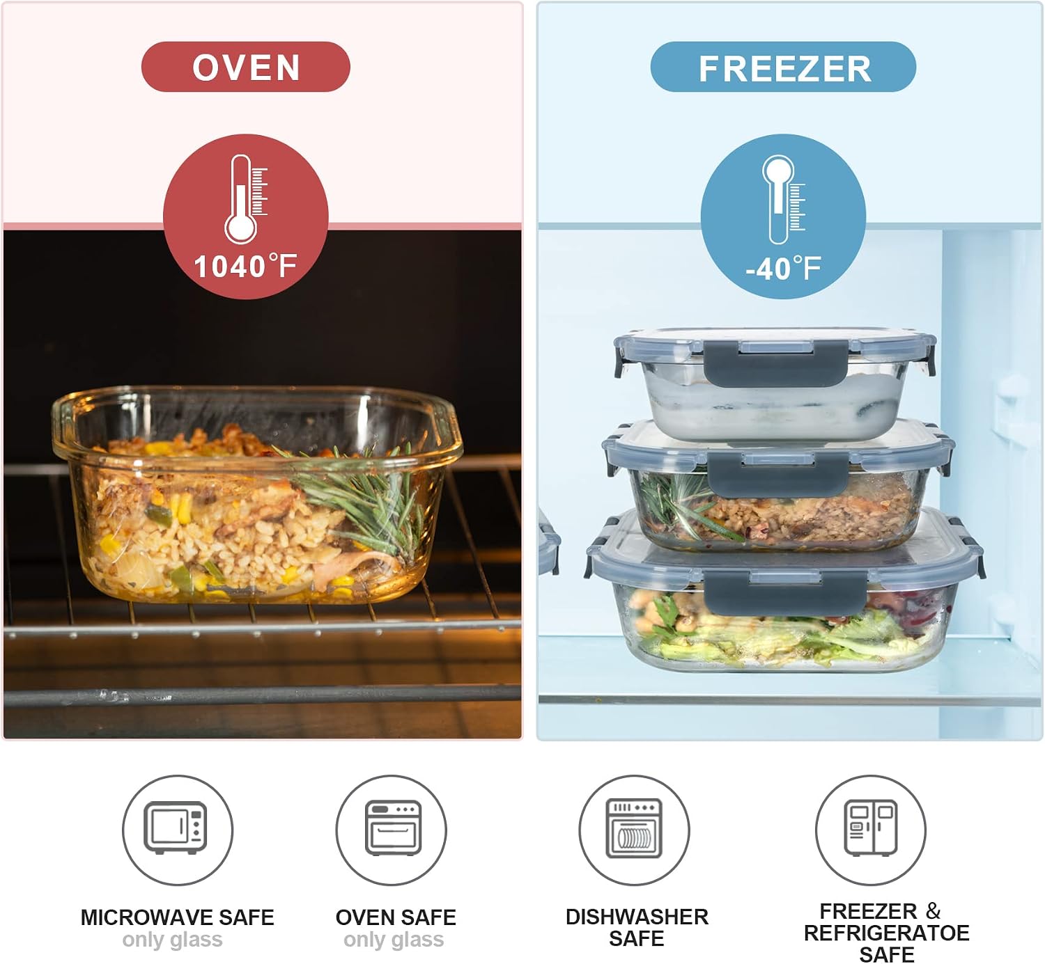 Стеклянные контейнеры для хран – обзор и цена Meal Prep Oven Safe Containers